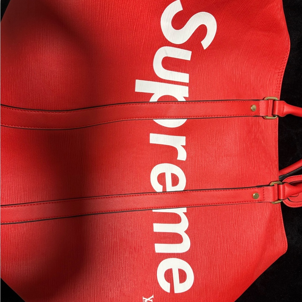 Louis Vuitton Bold Red Duffel Bag/Supreme